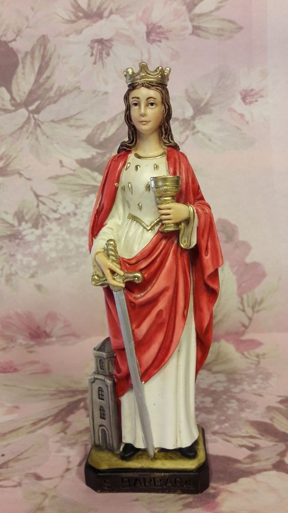 Santa Barbara Martir - Statua Sacra Di Santa Barbara Cm 20 In Marmo Resina Piena De