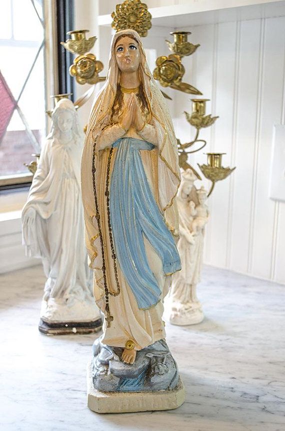 Virgencita de Lourdes - Antique French Our Lady Of Lourdes Statue From France Timewo